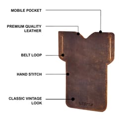 ABYS Genuine Leather Brown Mobile Holder