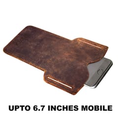 ABYS Genuine Leather Brown Mobile Holder