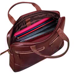 ABYS Genuine Leather Brown Laptop Bag for Men and Women