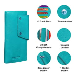 ABYS Genuine Leather RFID Protected Teal Card Holder