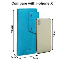 ABYS Genuine Leather RFID Protected Sky Blue Card Holder