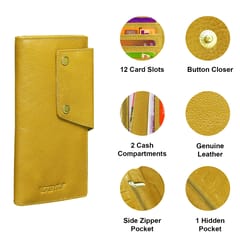 ABYS Genuine Leather RFID Protected Yellow Card Holder