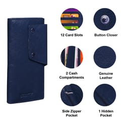 ABYS Genuine Leather RFID Protected Navy Blue Card Holder