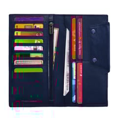 ABYS Genuine Leather RFID Protected Navy Blue Card Holder