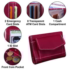 MATSS Artificial Leather Burgundy Card Holder