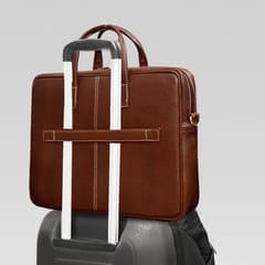 ABYS Genuine Leather Tan Laptop Bag for Men and Women