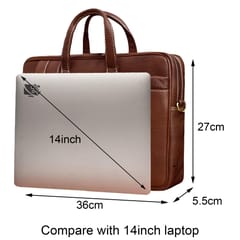 ABYS Genuine Leather Tan Laptop Bag for Men and Women