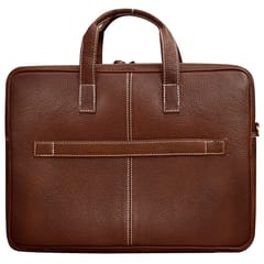 ABYS Genuine Leather Tan Laptop Bag for Men and Women