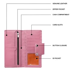 ABYS Genuine Leather Pink Card Holder for Men and Women