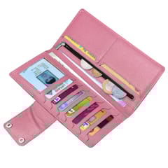 ABYS Genuine Leather Pink Card Holder for Men and Women