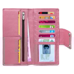 ABYS Genuine Leather Pink Card Holder for Men and Women
