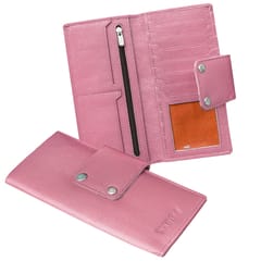ABYS Genuine Leather Pink Card Holder for Men and Women