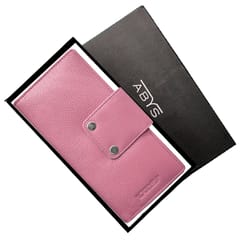 ABYS Genuine Leather Pink Card Holder for Men and Women