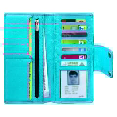 ABYS Genuine Leather Teal Card Holder for Men and Women