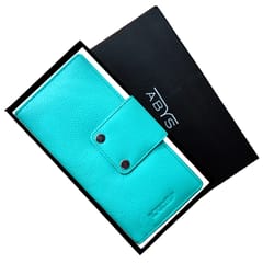ABYS Genuine Leather Teal Card Holder for Men and Women