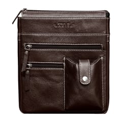 ABYS Genuine Leather Coffee Sling Bag for Men and Women