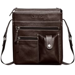 ABYS Genuine Leather Coffee Sling Bag for Men and Women