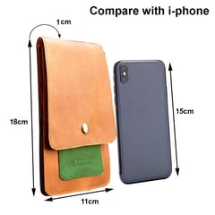 ABYS Genuine Leather Tan and Blue Mobile Holder for Men and Women