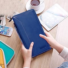 ABYS Genuine Leather Blue Document Holder for Men and Women