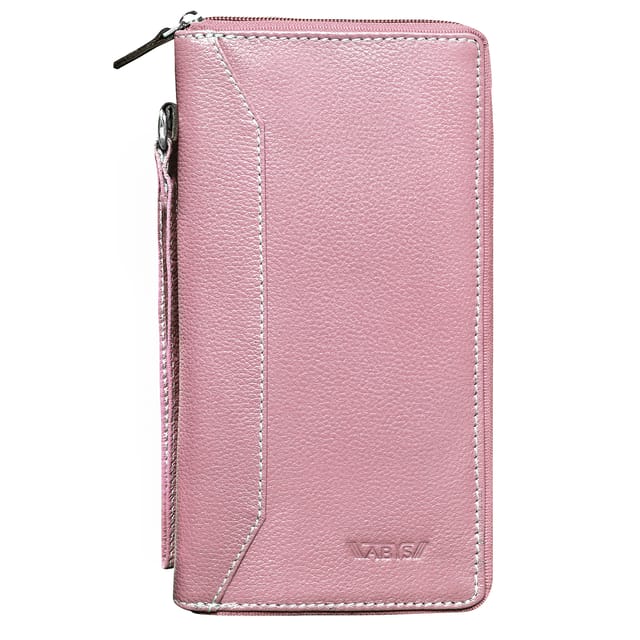 ABYS Genuine Leather Pink Document Holder for Men and Women