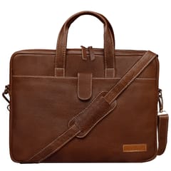 ABYS Genuine Leather Tan Laptop Bag for Men and Women