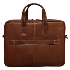 ABYS Genuine Leather Tan Laptop Bag for Men and Women