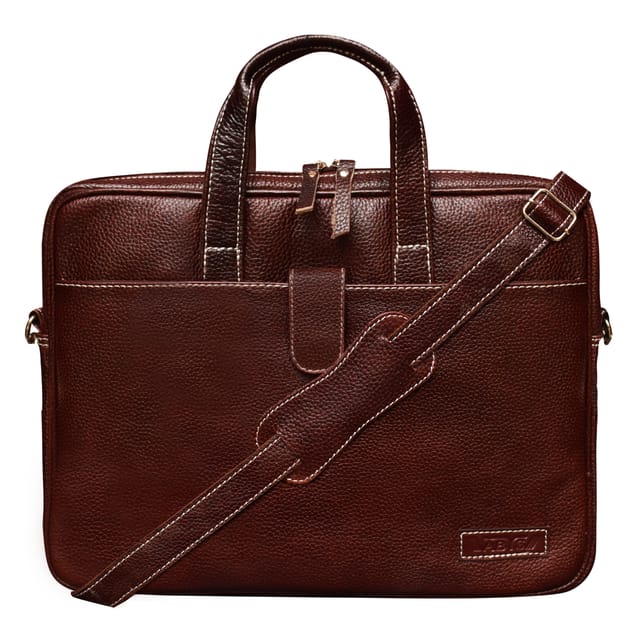 ABYS Genuine Leather Dark Bombay Laptop Bag for Men and Women