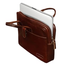 ABYS Genuine Leather Dark Bombay Laptop Bag for Men and Women