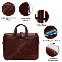 ABYS Genuine Leather Dark Bombay Laptop Bag for Men and Women