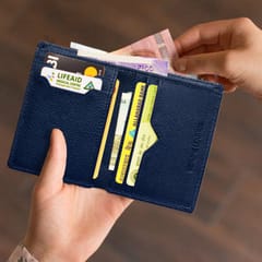 ABYS Genuine Leather Blue Card Holder for Men and Women