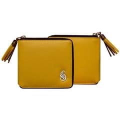 SOUMI Genuine Leather Yellow Wallet for Women