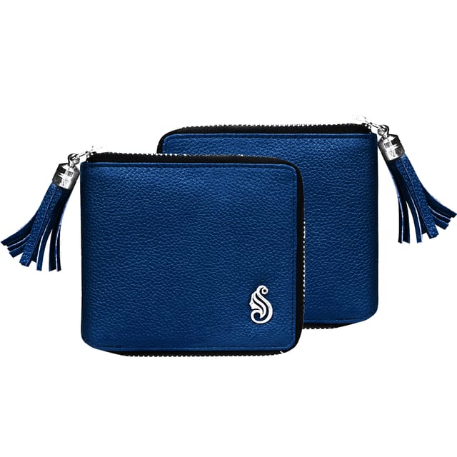 SOUMI Genuine Leather Blue Wallet for Women