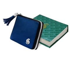 SOUMI Genuine Leather Blue Wallet for Women