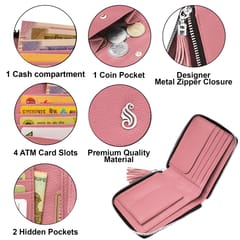 SOUMI Genuine Leather Pink Wallet for Women