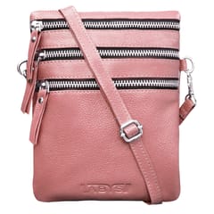 ABYS Genuine Leather Pink Sling Bag for Women