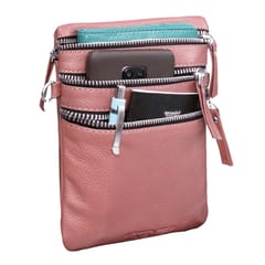 ABYS Genuine Leather Pink Sling Bag for Women