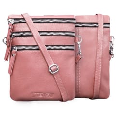 ABYS Genuine Leather Pink Sling Bag for Women