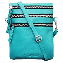 ABYS Genuine Leather Teal Sling Bag for Women