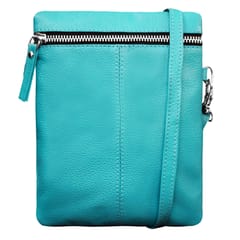 ABYS Genuine Leather Teal Sling Bag for Women