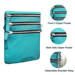 ABYS Genuine Leather Teal Sling Bag for Women
