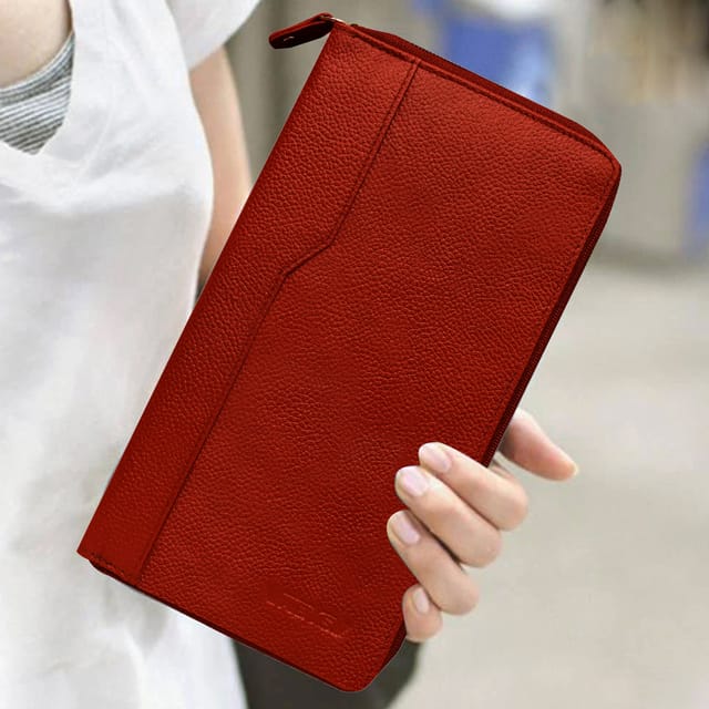ABYS Genuine Leather Light Burgundy Document Holder for Men and Women