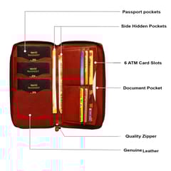 ABYS Genuine Leather Light Burgundy Document Holder for Men and Women