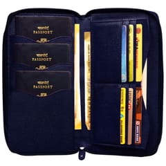 ABYS Genuine Leather Navy Blue Document Holder for Men and Women