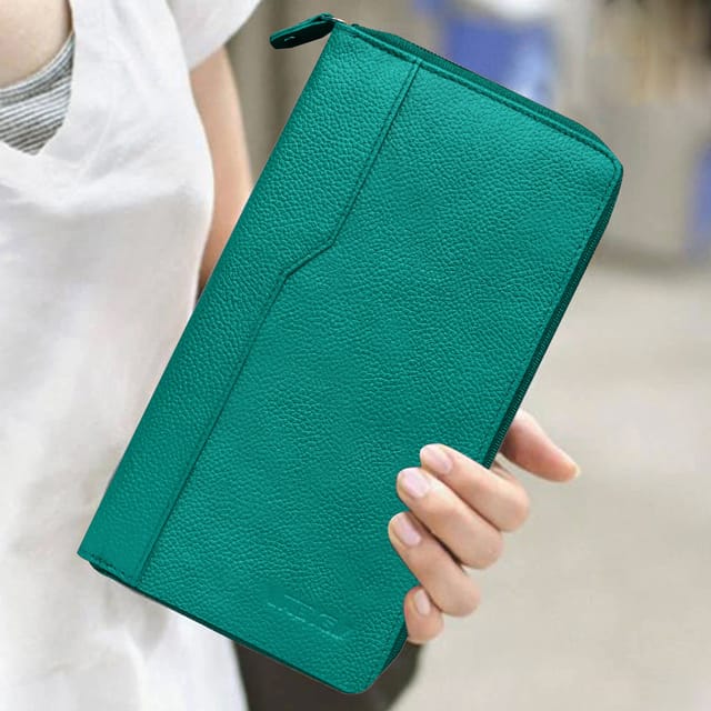 ABYS Genuine Leather Teal Document Holder for Men and Women