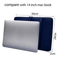 ABYS Genuine Leather Navy Blue Laptop Sleeve for Men and Women