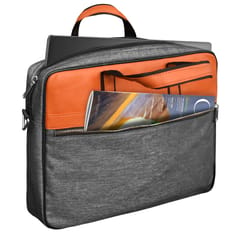 VEGAN Grey & Tan 14inch Laptop Bag with Khadi Cotton & Vegan Leather