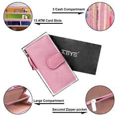 ABYS Genuine Leather Trendy Pink Colour Wallet for Women