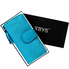 ABYS Genuine Leather Trendy Sky Blue Colour Wallet for Women