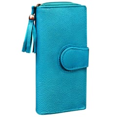 ABYS Genuine Leather Trendy Sky Blue Colour Wallet for Women