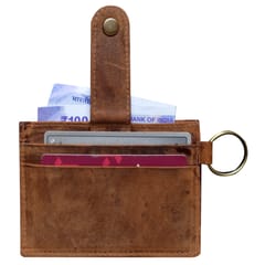 ABYS Genuine Leather Brown Colour Slim Wallet with Key Ring for Men and Women